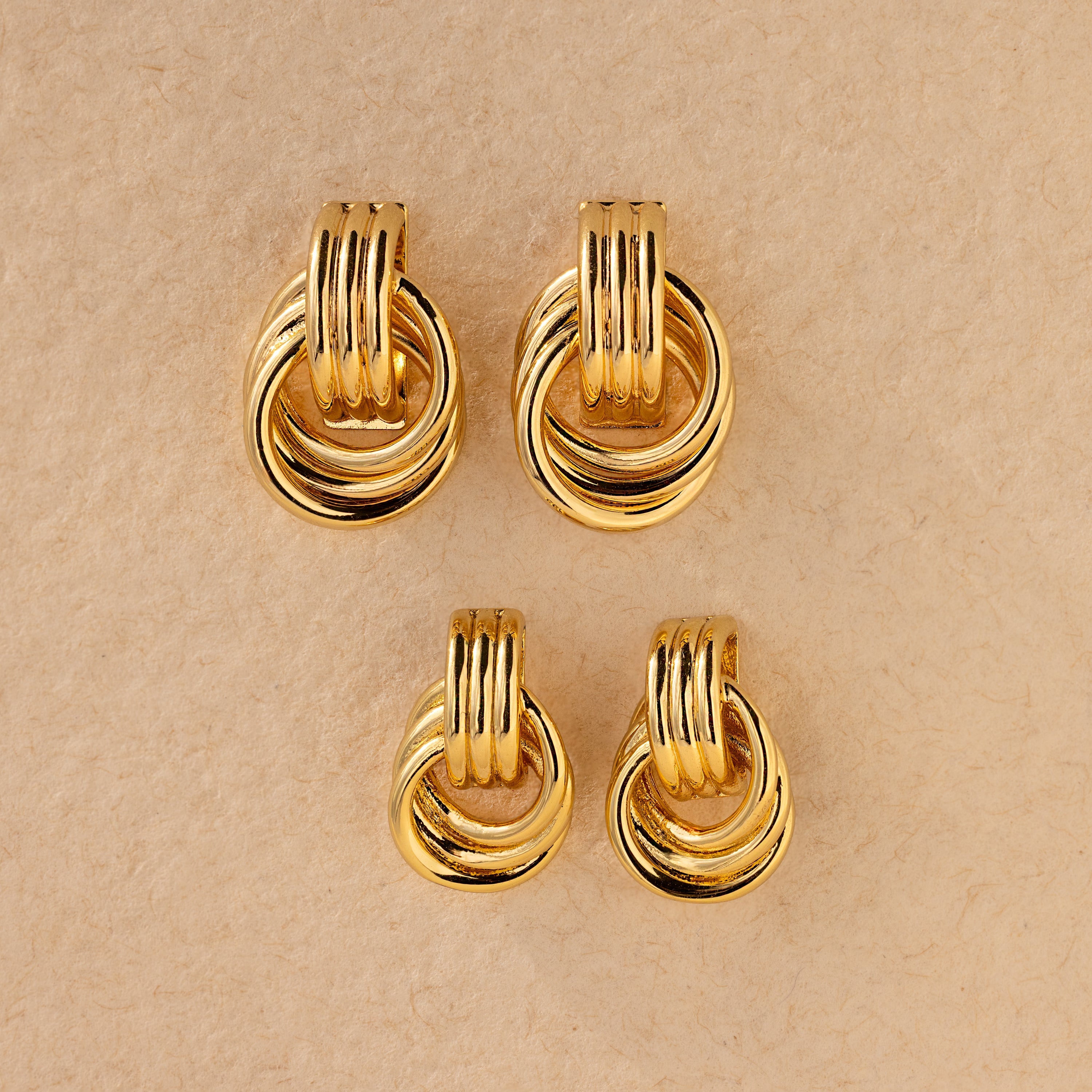 Knot earrings made of EVA foam.