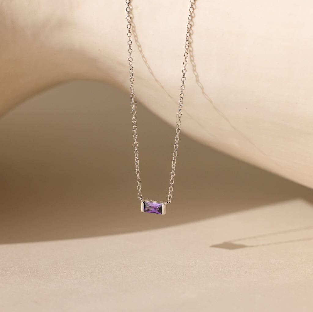 Elena necklace with birthstone.