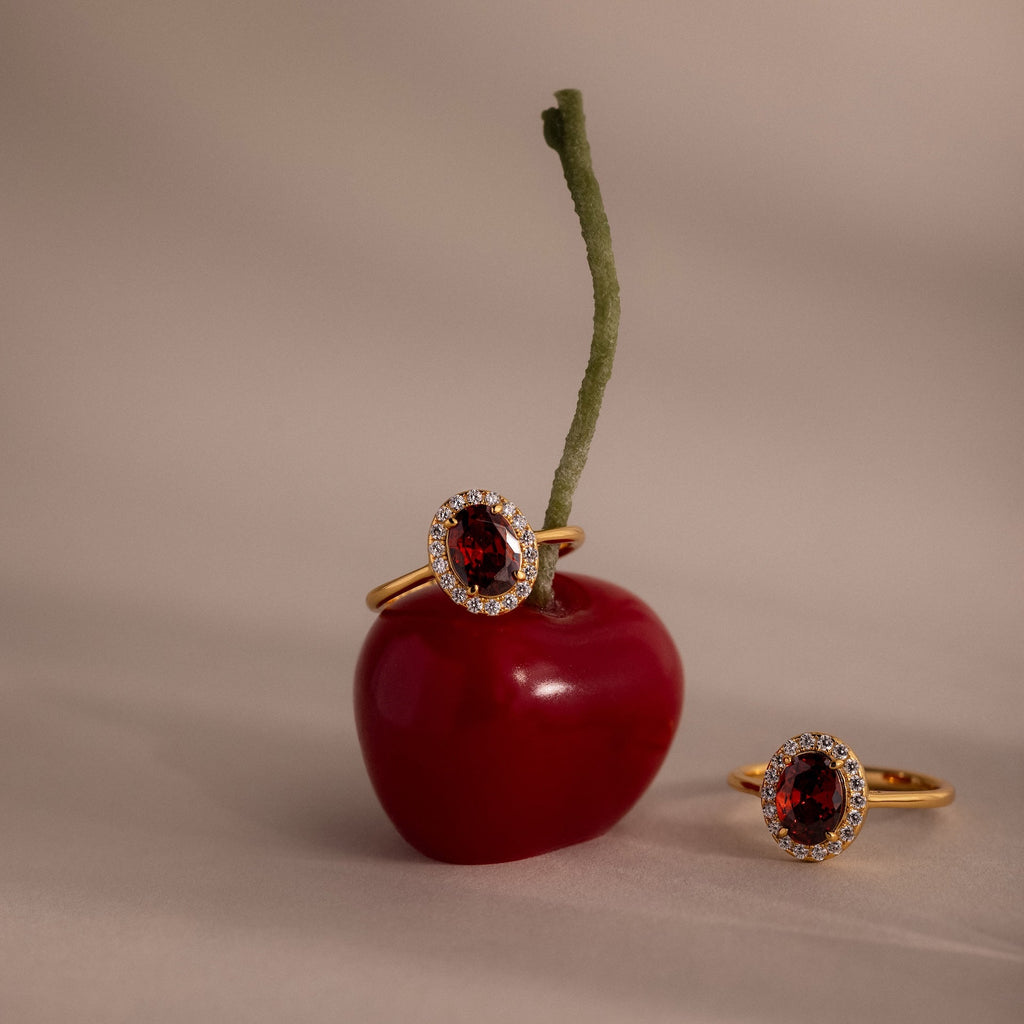 Imperial Red ring with pavé