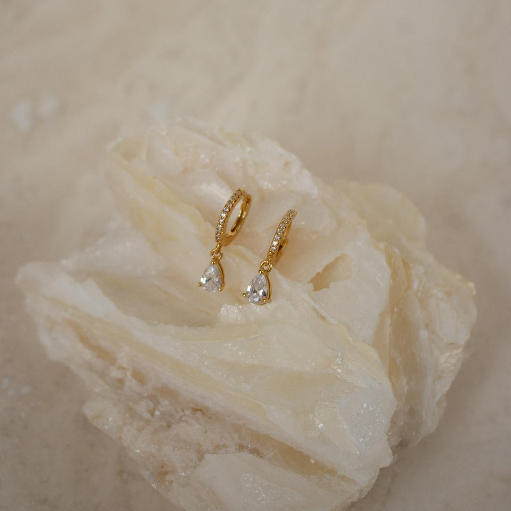 Stunning hoop earrings studded with diamonds.