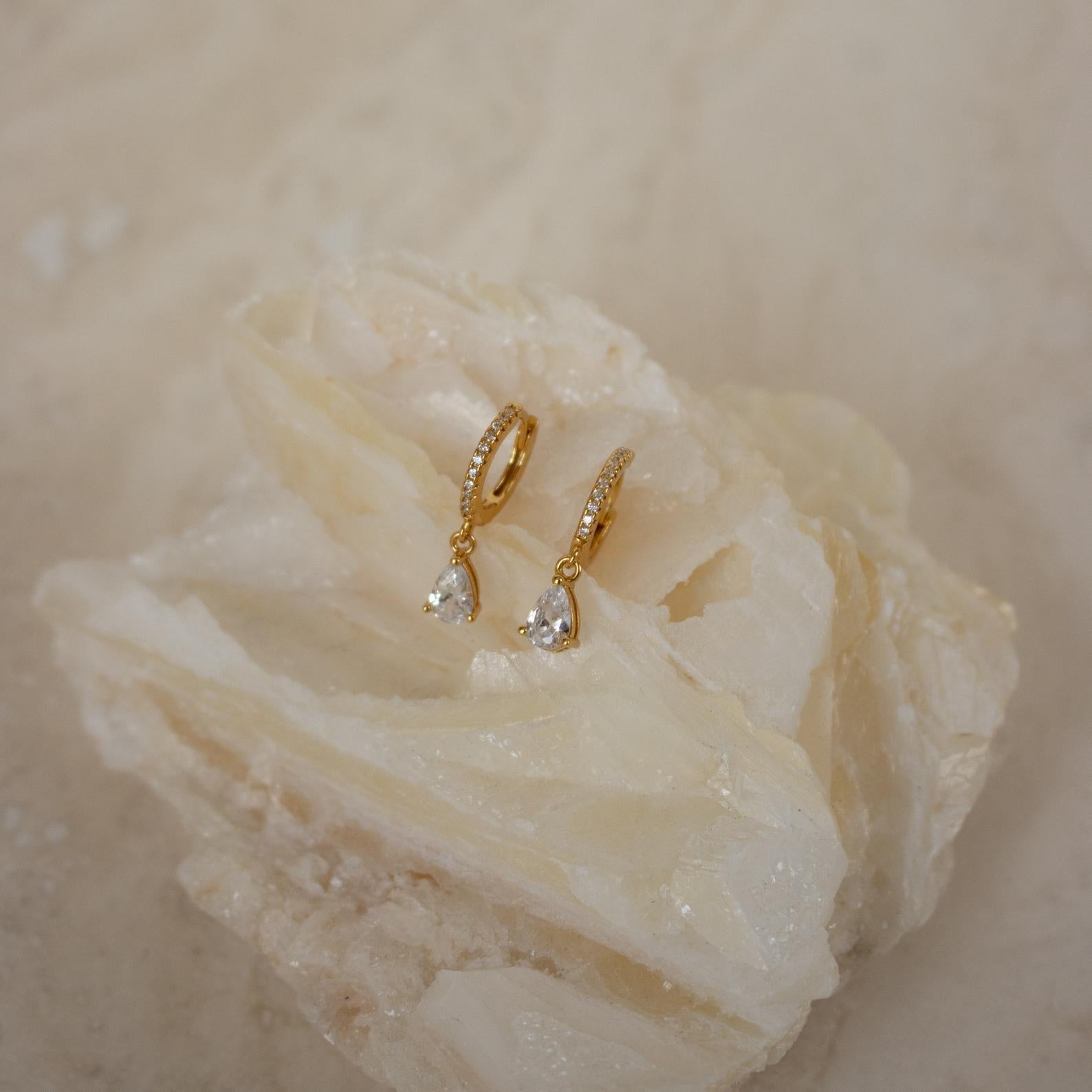 Stunning hoop earrings studded with diamonds.