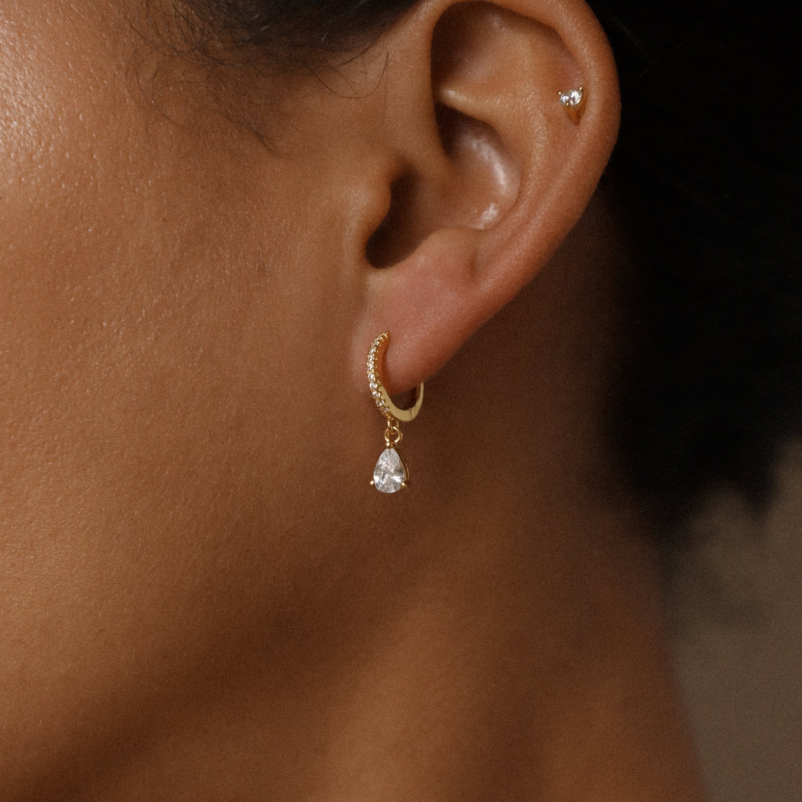 Stunning hoop earrings studded with diamonds.