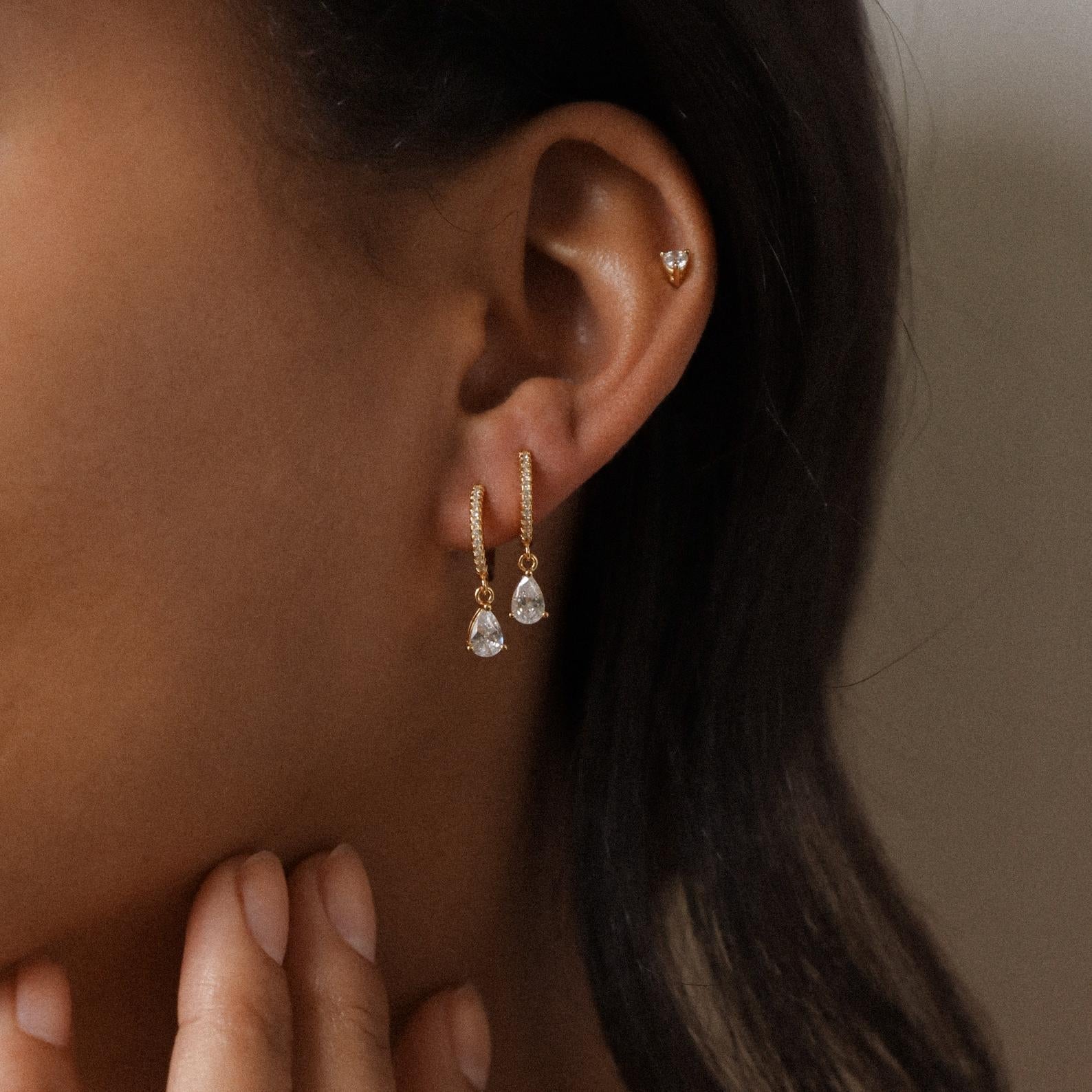 Stunning hoop earrings studded with diamonds.