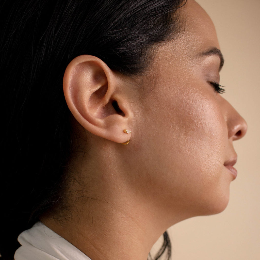 Sparkling Earrings in a Rectangular Cut