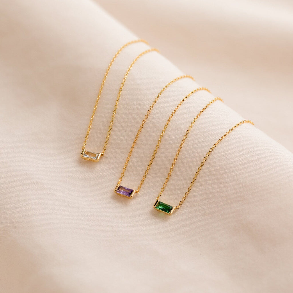 Elena necklace with birthstone.