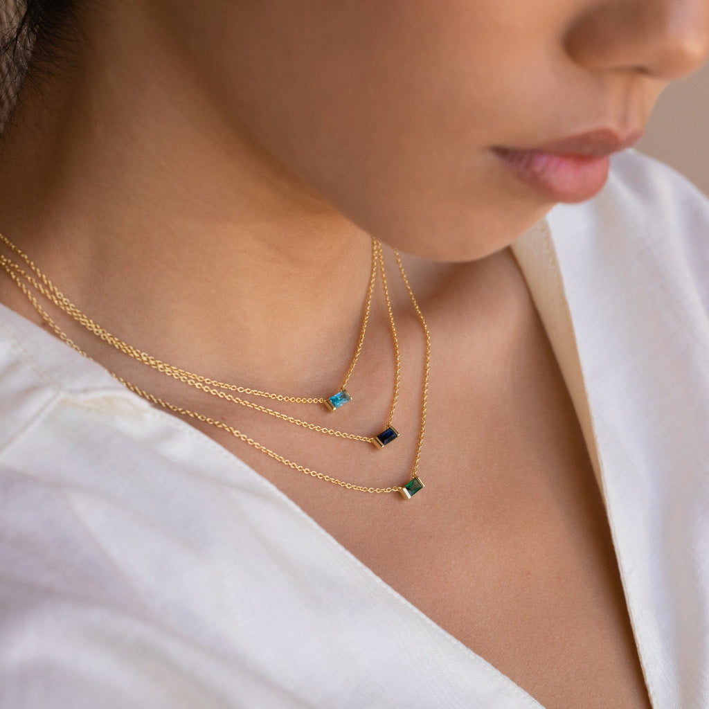 Elena necklace with birthstone.