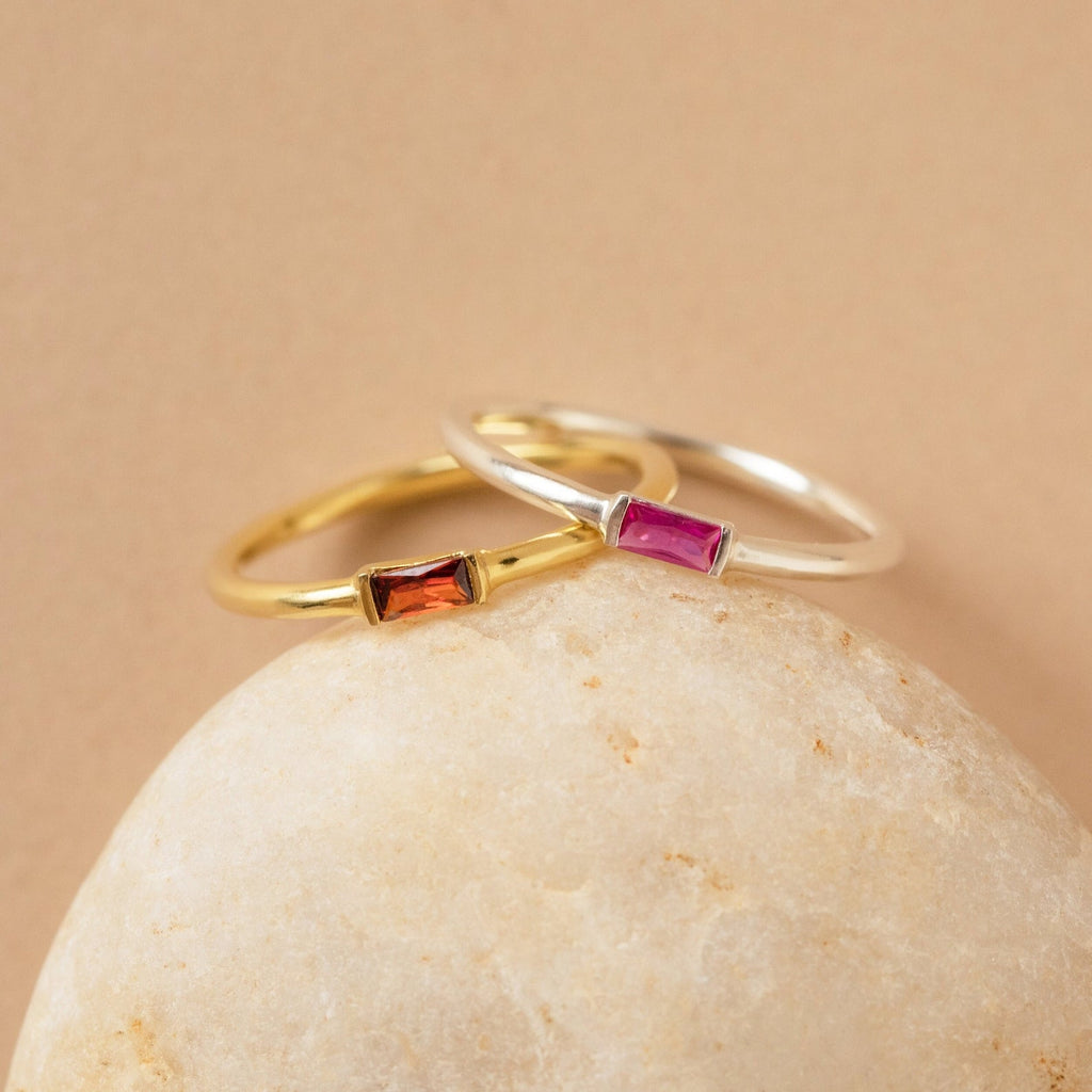 Gem of the Month Ring in Rectangular Cut