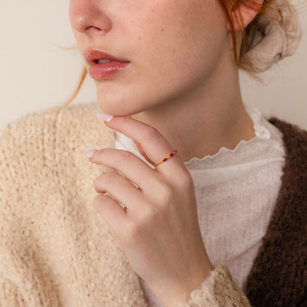 Helena Trio Ring with birthstone for the month