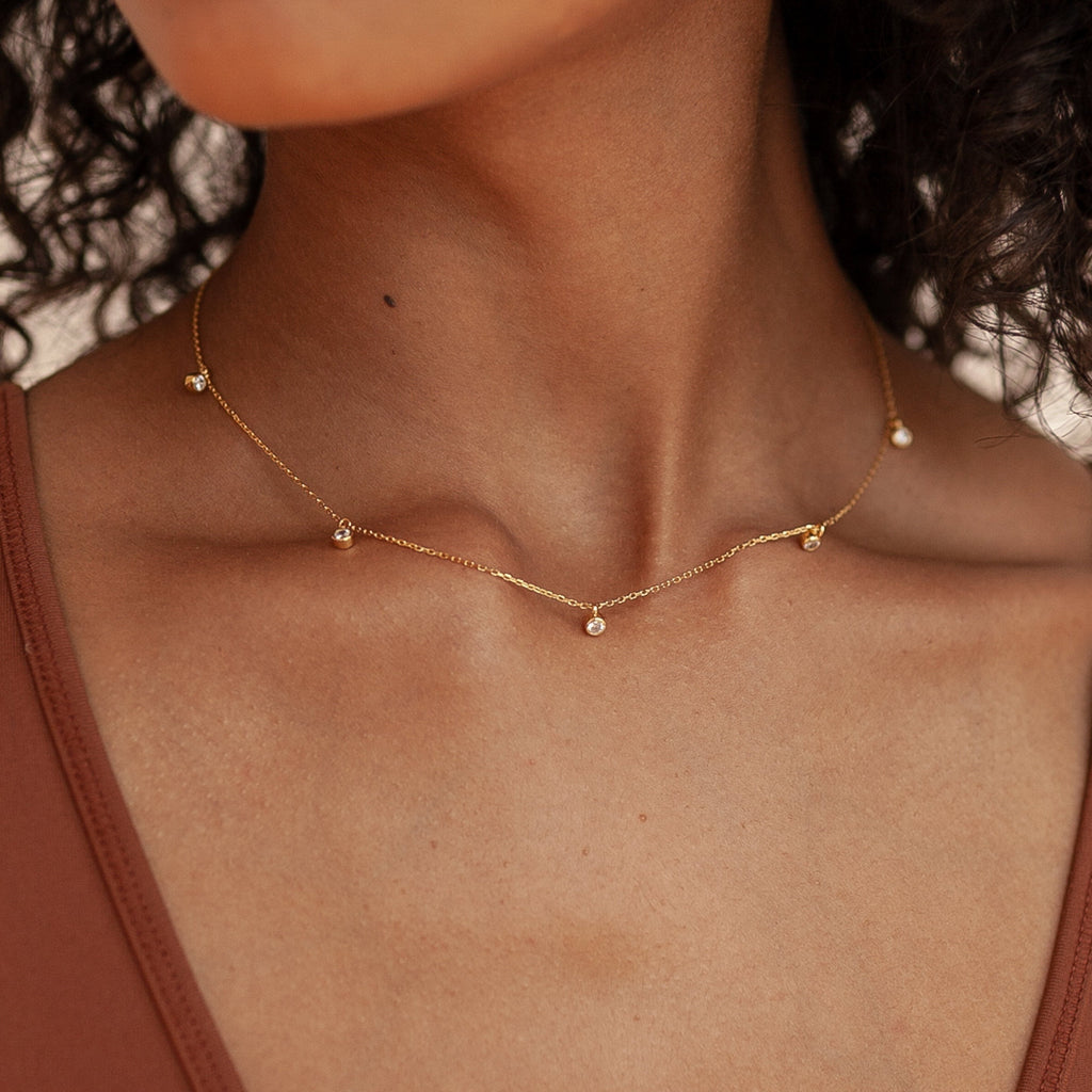Necklace with Light Points Along the Chain