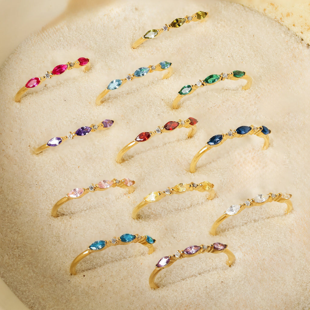 Helena Trio Ring with birthstone for the month