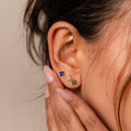 Set of flower earrings in three colors
