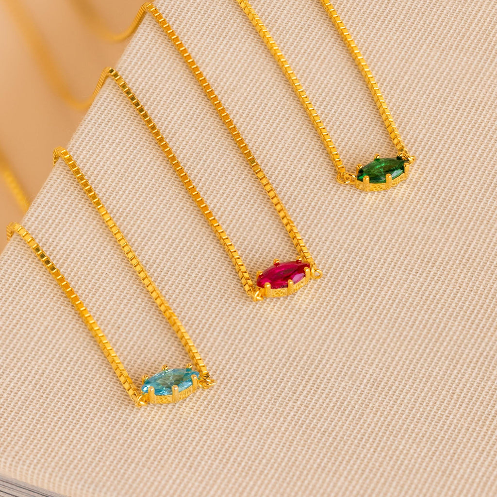 Subtle necklace with Aline's birthstone.
