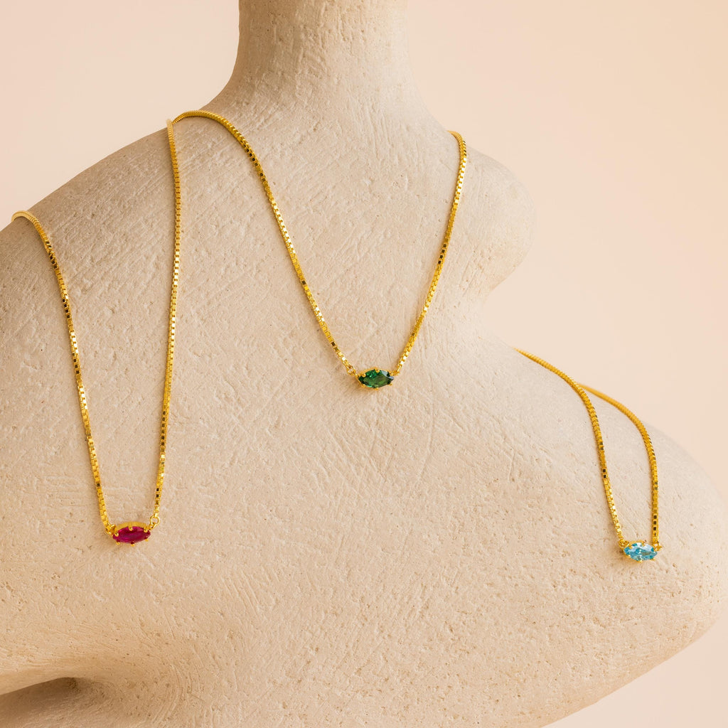 Subtle necklace with Aline's birthstone.