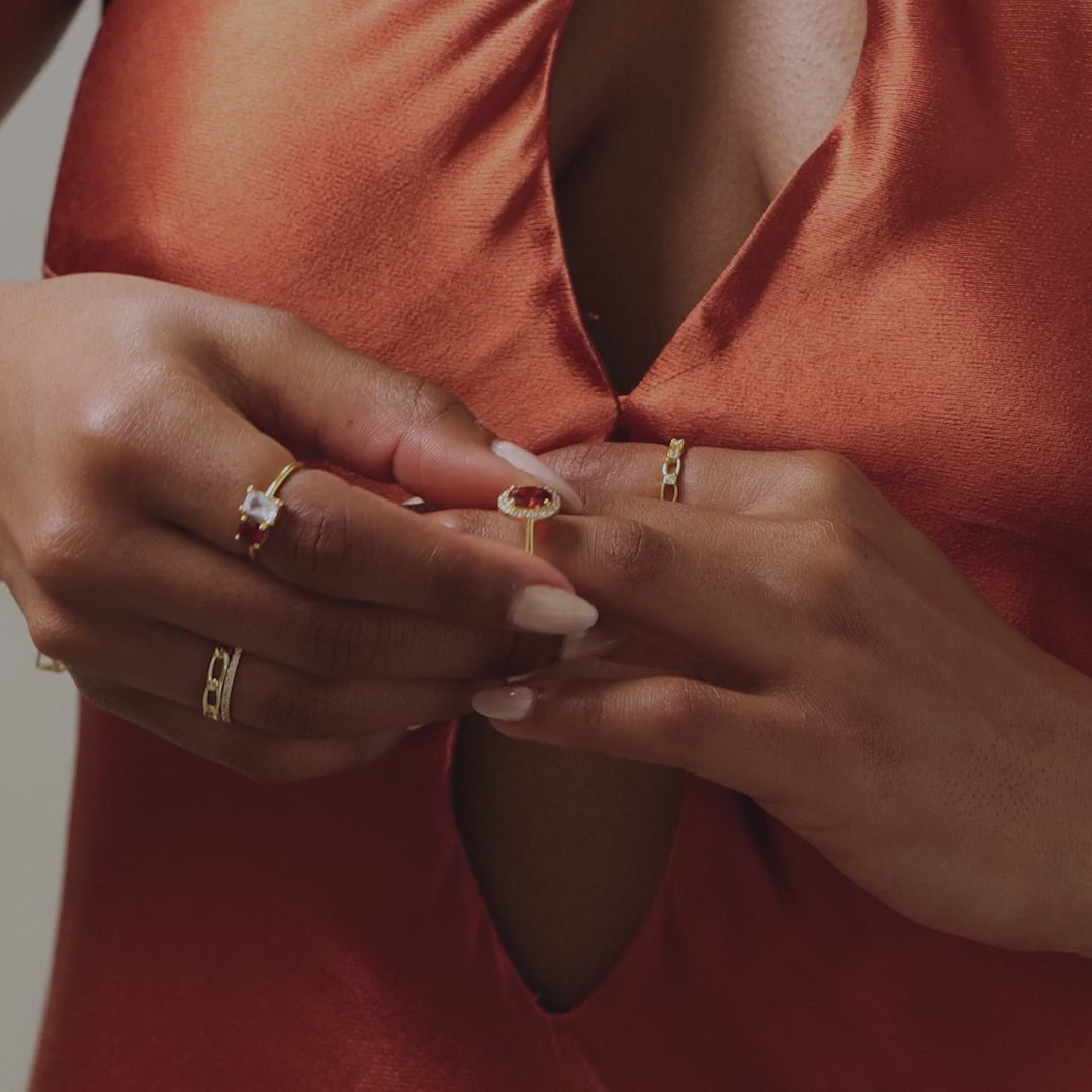 Imperial Red ring with pavé